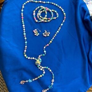Pastel beads, necklace bracelet earrings